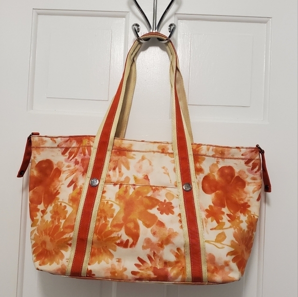 J.Jill Orange Floral Print Beach, Gym, Poolside Tote, Versatile - Picture 1 of 9